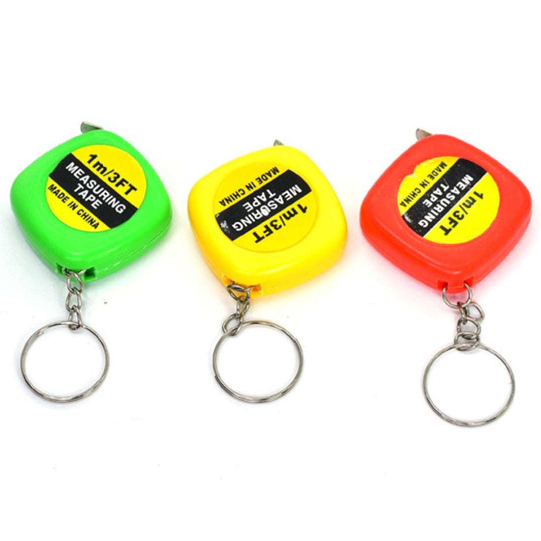 ELECTROPRIME 4 PCS Portable Easy to Retract Square Small Tape Measure Key Ring Pendant(Random Color Delivery)