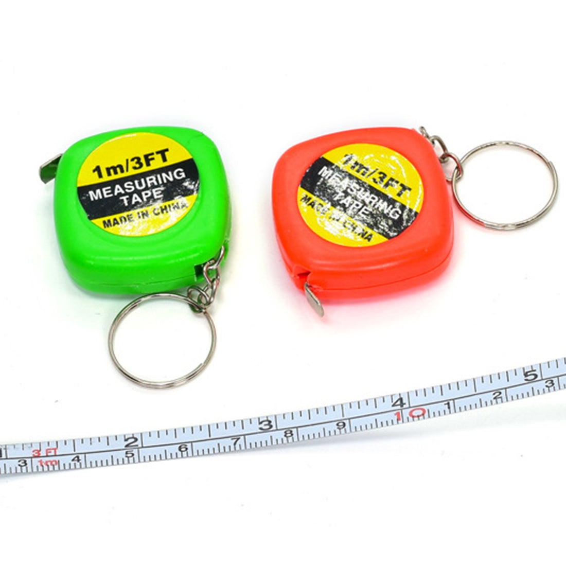 ELECTROPRIME 4 PCS Portable Easy to Retract Square Small Tape Measure Key Ring Pendant(Random Color Delivery)