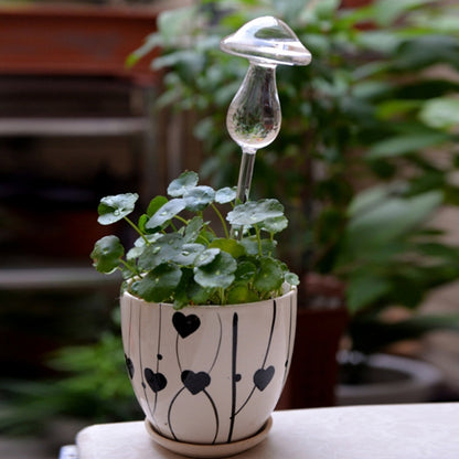 ELECTROPRIME Mushroom Shape House Plants Flowers Water Feeder Automatic Self Watering Clear Glass Devices(Transparent)