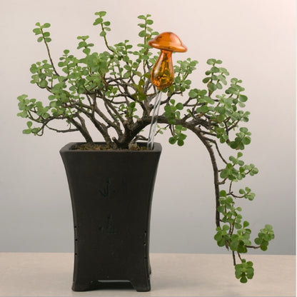 ELECTROPRIME Mushroom Shape House Plants Flowers Water Feeder Automatic Self Watering Clear Glass Devices(Yellow)
