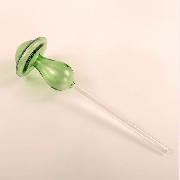ELECTROPRIME Mushroom Shape House Plants Flowers Water Feeder Automatic Self Watering Clear Glass Devices(Green)
