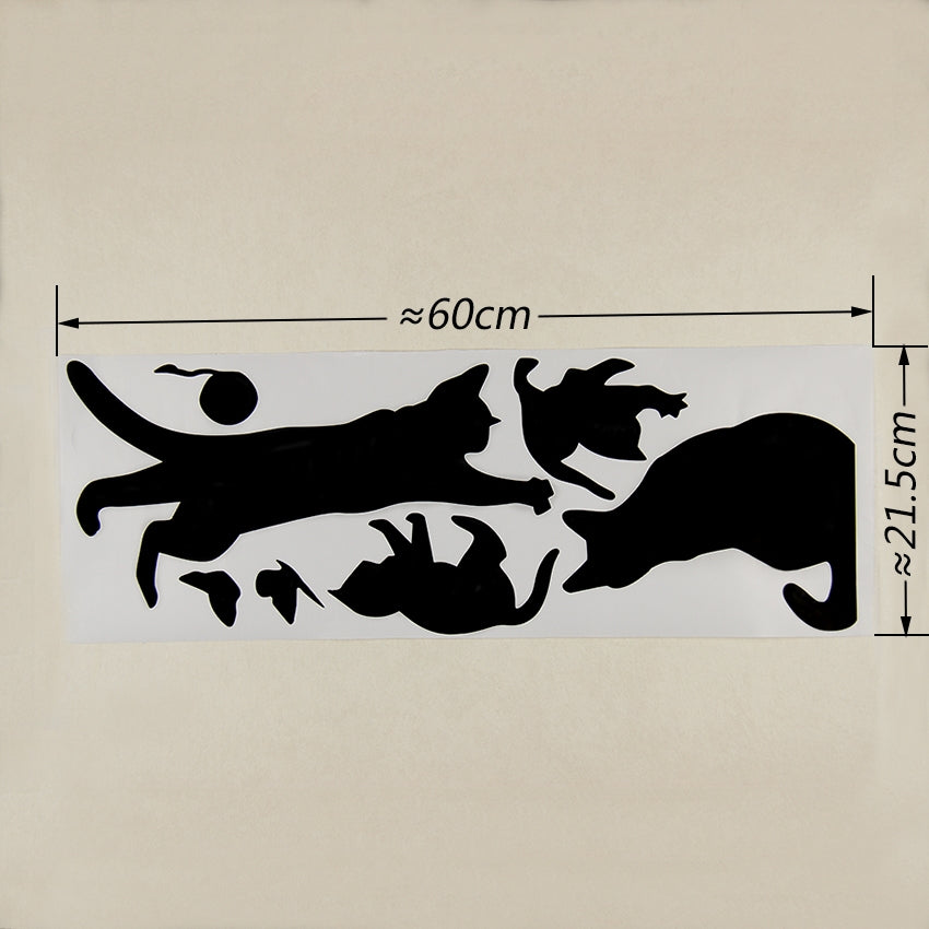 ELECTROPRIME Cat Playing Butterfly Wall Sticker Detachable Decorative Applique Bedroom Kitchen Decoration