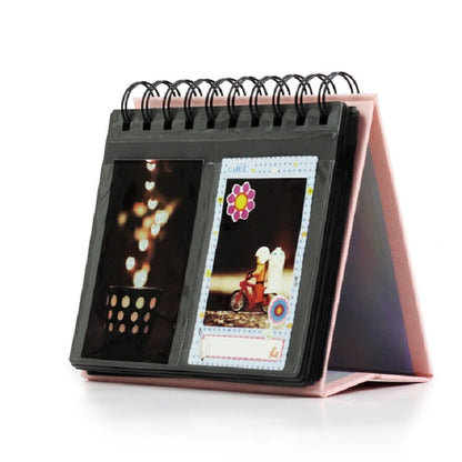 ELECTROPRIME Calendar Style Desktop Standing Brand Name Folder Mini Desk 3 inch 68 Photos Album Book(Pink)