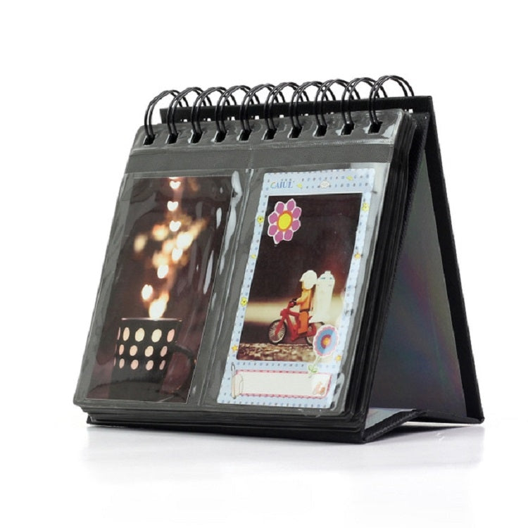 ELECTROPRIME Calendar Style Desktop Standing Brand Name Folder Mini Desk 3 inch 68 Photos Album Book(Black)