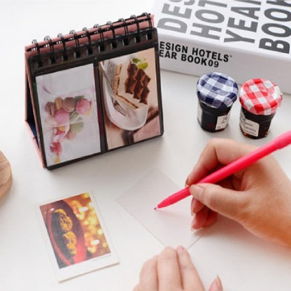 ELECTROPRIME Calendar Style Desktop Standing Brand Name Folder Mini Desk 3 inch 68 Photos Album Book(Black)