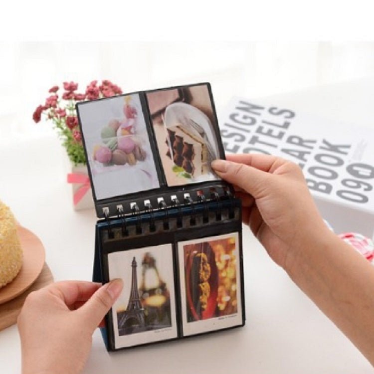 ELECTROPRIME Calendar Style Desktop Standing Brand Name Folder Mini Desk 3 inch 68 Photos Album Book(Black)