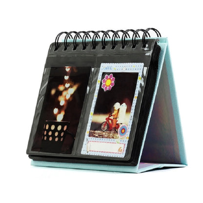 ELECTROPRIME Calendar Style Desktop Standing Brand Name Folder Mini Desk 3 inch 68 Photos Album Book(Sky Blue)