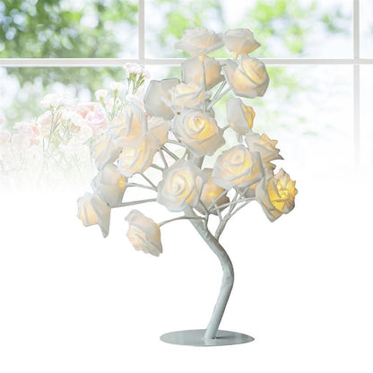 ELECTROPRIME Rose Bedside Night Light Girl Heart Room Decoration Table Lamp, AC 220V(White Base)