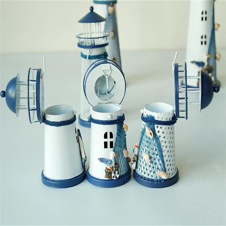 ELECTROPRIME Mediterranean Style Round Hole tin Lighthouse Candlestick Home Desktop Decoration Wrought Iron Candlestick( Bird)