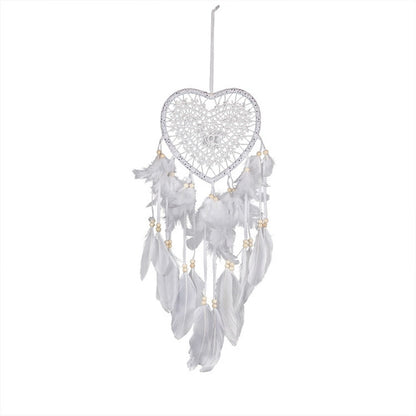 ELECTROPRIME Creative Hand-Woven Crafts Dream Catcher Home Car Wall Hanging Decoration, Type:Without Light(White)
