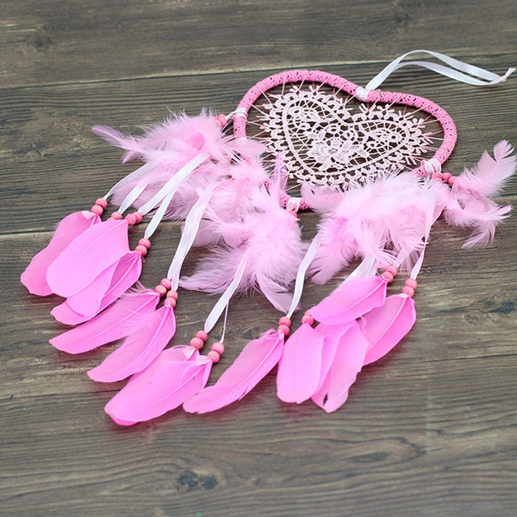 ELECTROPRIME Creative Hand-Woven Crafts Dream Catcher Home Car Wall Hanging Decoration, Type:Without Light(Dark Pink)