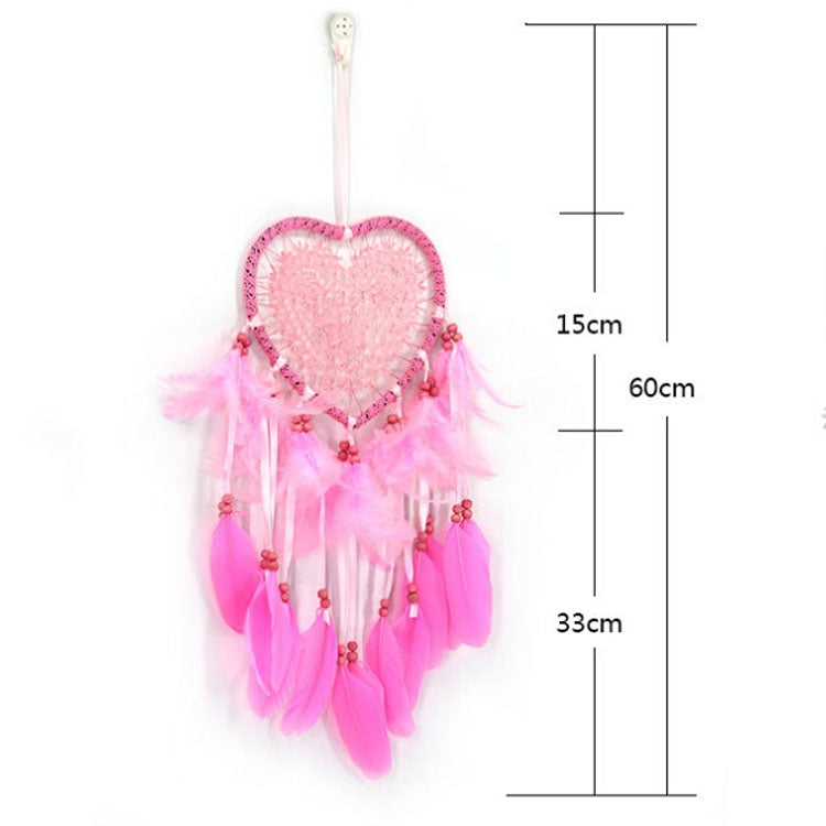 ELECTROPRIME Creative Hand-Woven Crafts Dream Catcher Home Car Wall Hanging Decoration, Type:Without Light(Dark Pink)
