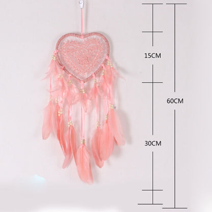 ELECTROPRIME Creative Hand-Woven Crafts Dream Catcher Home Car Wall Hanging Decoration, Type:Without Light(Light Pink)
