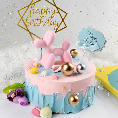 ELECTROPRIME Resin Balloon Puppy Birthday Cake Decoration Party Dessert Table Arrangement(Blue)