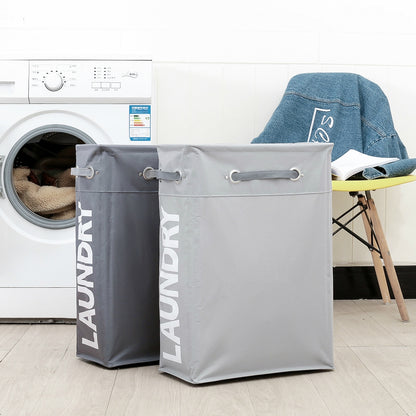 ELECTROPRIME Drawstring Style Laundry Hamper PU Bottom Oxford Cloth Dirty Clothes Storage Bag Small Foldable Laundry Basket(Beige)