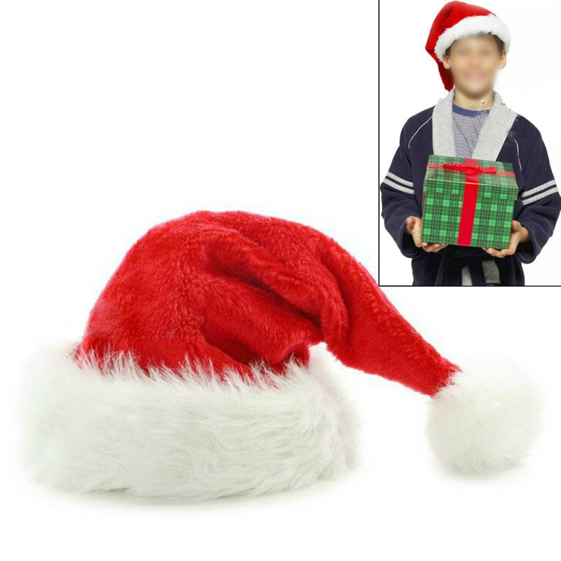 ELECTROPRIME Dense Velvet Plush Christmas Hats Christmas Holiday Christmas Cap for Santa Claus(Red)