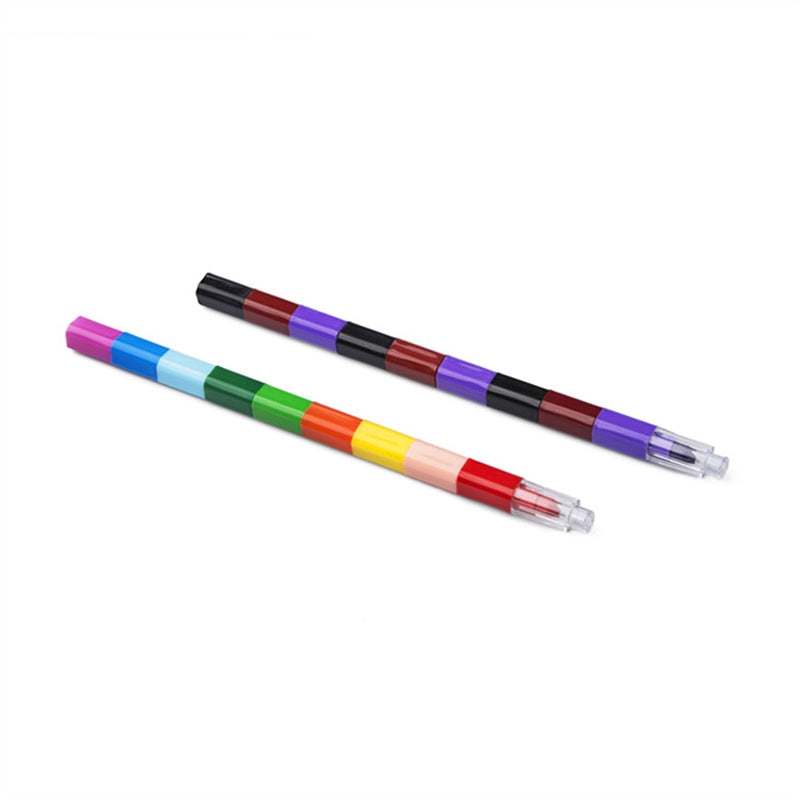 ELECTROPRIME 6pcs Creative Building Blocks Crayons Children 12 Colors Drawing Educational Toys