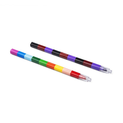 ELECTROPRIME 6pcs Creative Building Blocks Crayons Children 12 Colors Drawing Educational Toys
