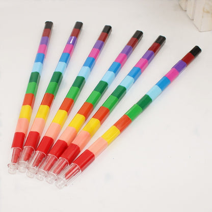 ELECTROPRIME 6pcs Creative Building Blocks Crayons Children 12 Colors Drawing Educational Toys