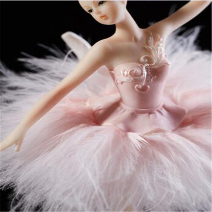 ELECTROPRIME Elegant Refined Ballerina Dance Carousel Feather Music Box(Pink)