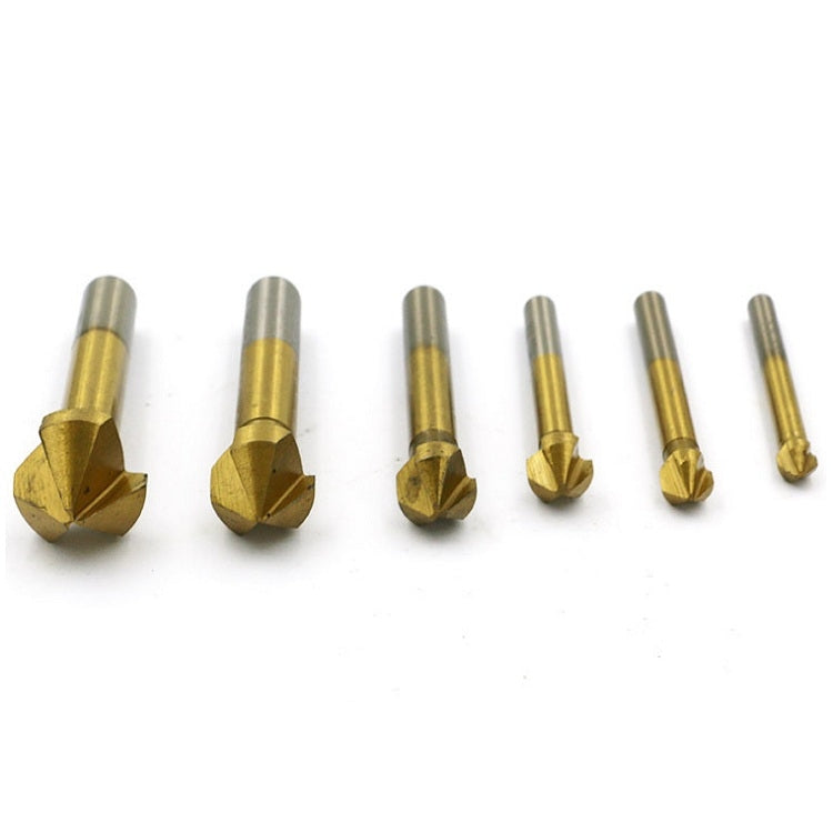 ELECTROPRIME 6 In 1 90 Degree Three-edge Chamfering Knife Woodworking Milling Cutter Chamfering Machine Hole Opener, Package:Iron Box(Titanium Plating)