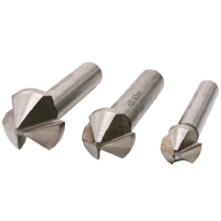 ELECTROPRIME 6 In 1 90 Degree Three-edge Chamfering Knife Woodworking Milling Cutter Chamfering Machine Hole Opener, Package:Iron Box(White Diamond)