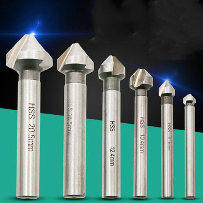 ELECTROPRIME 6 In 1 90 Degree Three-edge Chamfering Knife Woodworking Milling Cutter Chamfering Machine Hole Opener, Package:Plastic Bag(White Diamond)