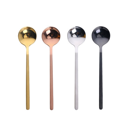 ELECTROPRIME Mini Accessories Coffee Spoon Kitchen Dessertspoon Dining Round Shape Coffee  Stainless Steel Home, Size:13cm(Black)