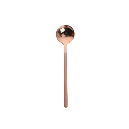 ELECTROPRIME Mini Accessories Coffee Spoon Kitchen Dessertspoon Dining Round Shape Coffee  Stainless Steel Home, Size:15cm(Rose Gold)