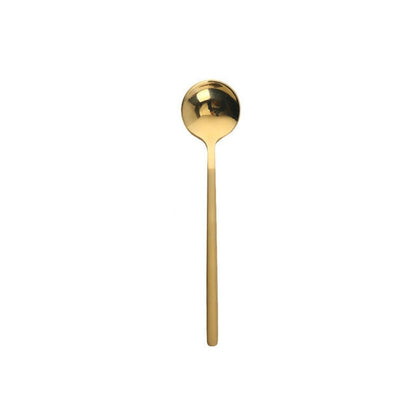 ELECTROPRIME Mini Accessories Coffee Spoon Kitchen Dessertspoon Dining Round Shape Coffee  Stainless Steel Home, Size:15cm(Golden)