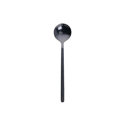 ELECTROPRIME Mini Accessories Coffee Spoon Kitchen Dessertspoon Dining Round Shape Coffee  Stainless Steel Home, Size:15cm(Black)