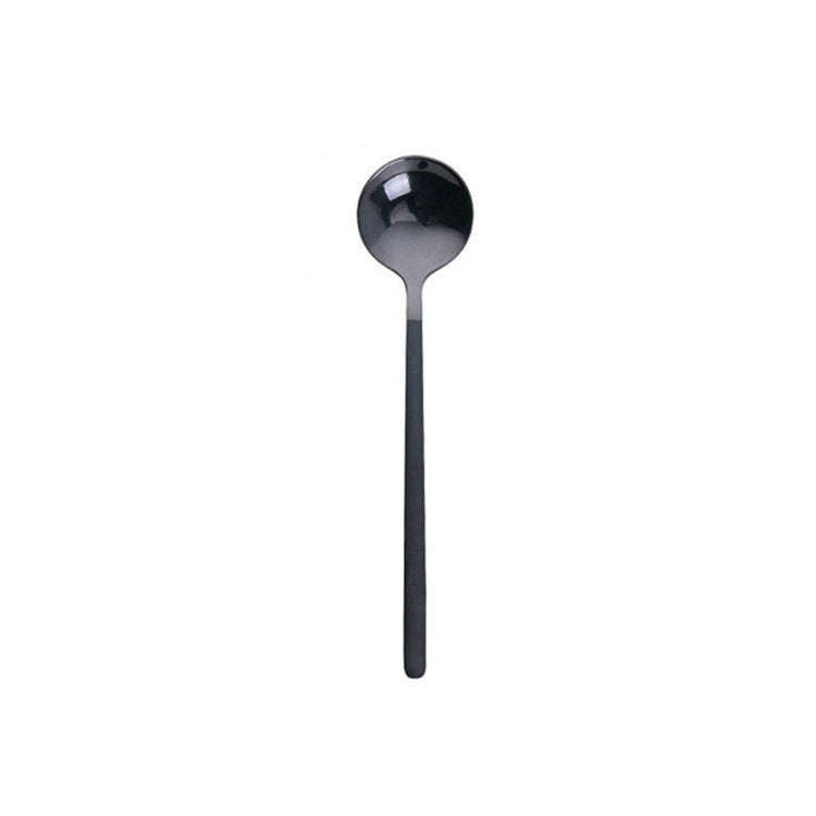 ELECTROPRIME Mini Accessories Coffee Spoon Kitchen Dessertspoon Dining Round Shape Coffee  Stainless Steel Home, Size:15cm(Black)