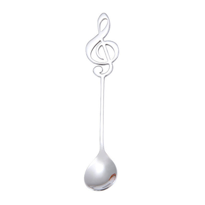 ELECTROPRIME Creative Musical Note Spoon Coffee Stirring Scoop Stainless Steel Titanium Music Bar Spoon Gift Spoon(Silver)