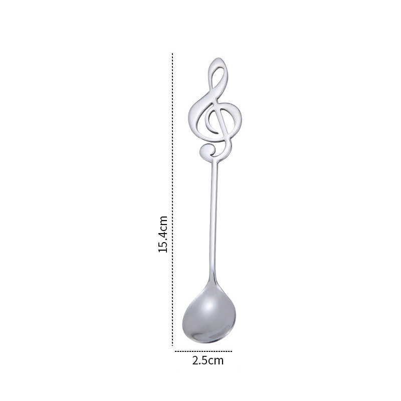 ELECTROPRIME Creative Musical Note Spoon Coffee Stirring Scoop Stainless Steel Titanium Music Bar Spoon Gift Spoon(Silver)
