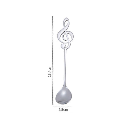 ELECTROPRIME Creative Musical Note Spoon Coffee Stirring Scoop Stainless Steel Titanium Music Bar Spoon Gift Spoon(Silver)