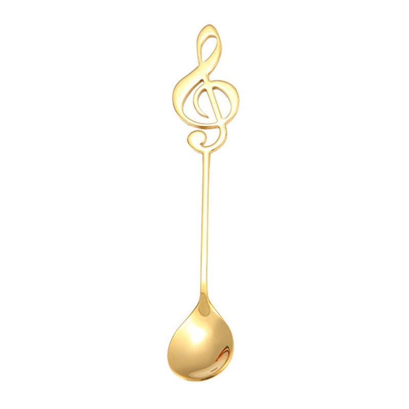 ELECTROPRIME Creative Musical Note Spoon Coffee Stirring Scoop Stainless Steel Titanium Music Bar Spoon Gift Spoon(Gold)