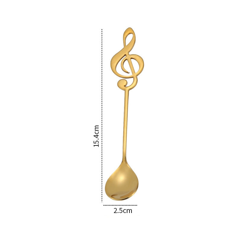ELECTROPRIME Creative Musical Note Spoon Coffee Stirring Scoop Stainless Steel Titanium Music Bar Spoon Gift Spoon(Gold)
