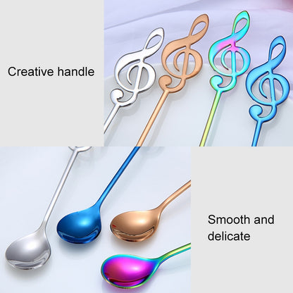 ELECTROPRIME Creative Musical Note Spoon Coffee Stirring Scoop Stainless Steel Titanium Music Bar Spoon Gift Spoon(Gold)