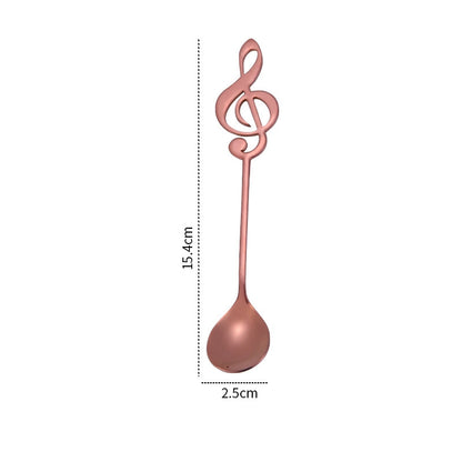 ELECTROPRIME Creative Musical Note Spoon Coffee Stirring Scoop Stainless Steel Titanium Music Bar Spoon Gift Spoon(Rose Gold)