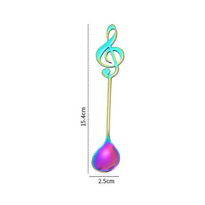 ELECTROPRIME Creative Musical Note Spoon Coffee Stirring Scoop Stainless Steel Titanium Music Bar Spoon Gift Spoon(Colorful)