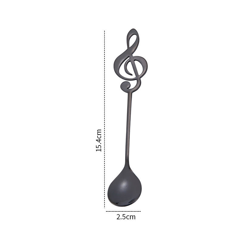 ELECTROPRIME Creative Musical Note Spoon Coffee Stirring Scoop Stainless Steel Titanium Music Bar Spoon Gift Spoon(Black)