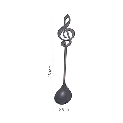 ELECTROPRIME Creative Musical Note Spoon Coffee Stirring Scoop Stainless Steel Titanium Music Bar Spoon Gift Spoon(Black)