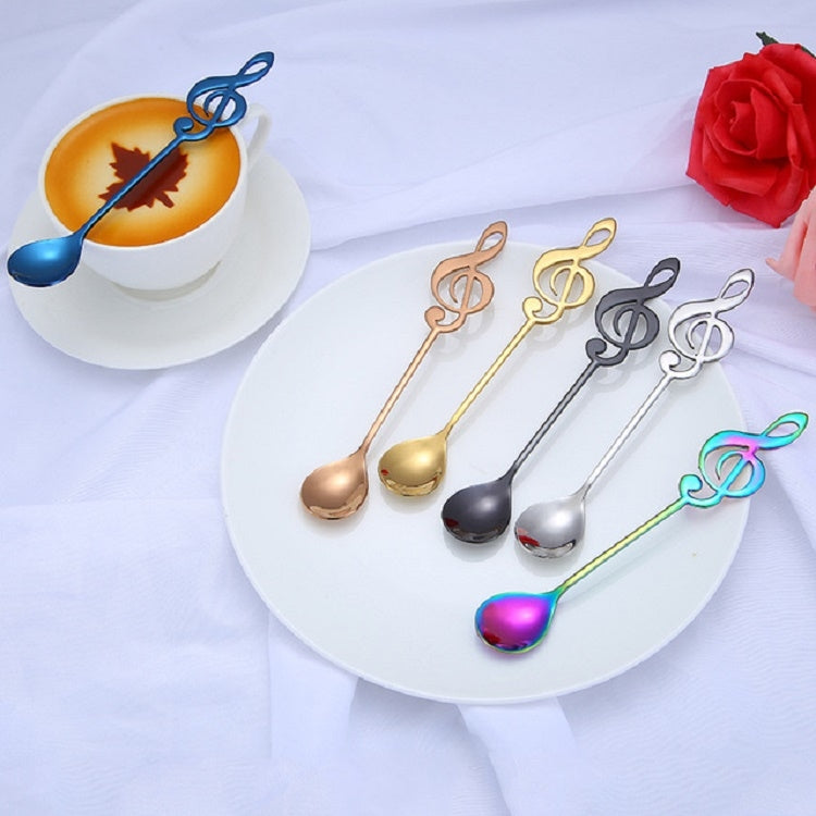 ELECTROPRIME Creative Musical Note Spoon Coffee Stirring Scoop Stainless Steel Titanium Music Bar Spoon Gift Spoon(Black)