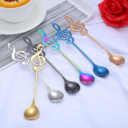 ELECTROPRIME Creative Musical Note Spoon Coffee Stirring Scoop Stainless Steel Titanium Music Bar Spoon Gift Spoon(Black)