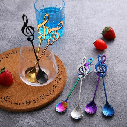 ELECTROPRIME Creative Musical Note Spoon Coffee Stirring Scoop Stainless Steel Titanium Music Bar Spoon Gift Spoon(Black)