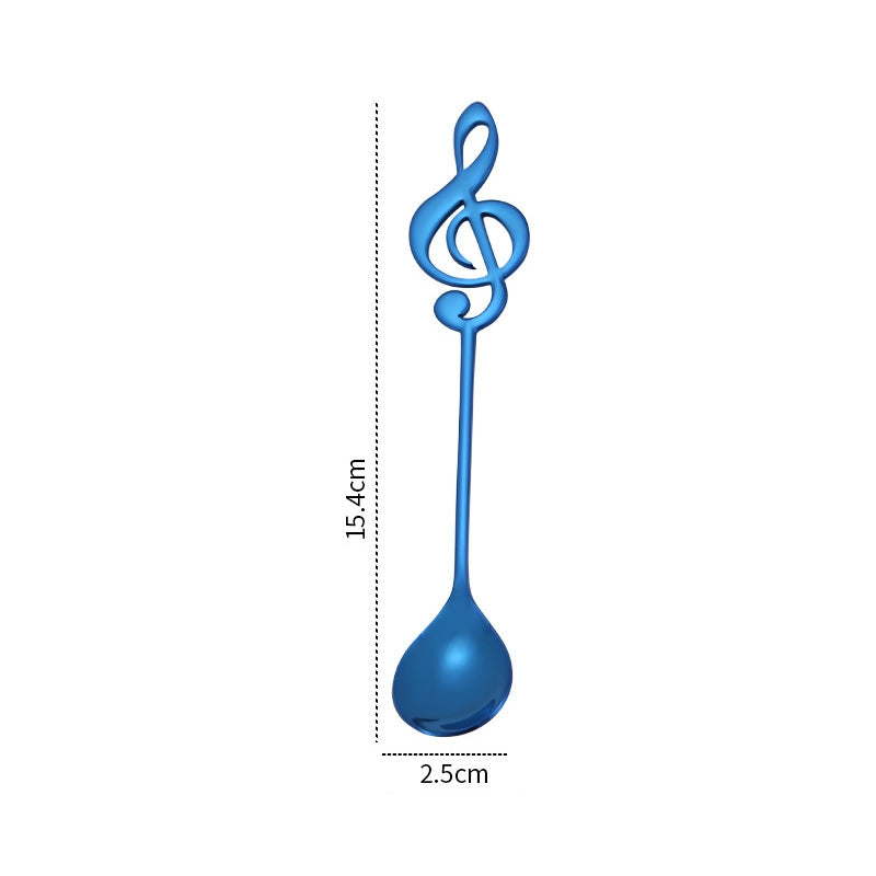 ELECTROPRIME Creative Musical Note Spoon Coffee Stirring Scoop Stainless Steel Titanium Music Bar Spoon Gift Spoon(Blue)