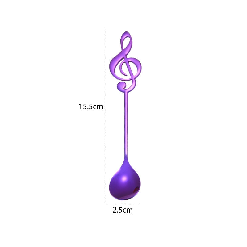 ELECTROPRIME Creative Musical Note Spoon Coffee Stirring Scoop Stainless Steel Titanium Music Bar Spoon Gift Spoon(Purple)