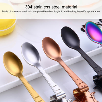 ELECTROPRIME Creative Coffee Spoon Mermaid Shape Handle Spoons Flatware Drinking Tools, Color:Rose Gold