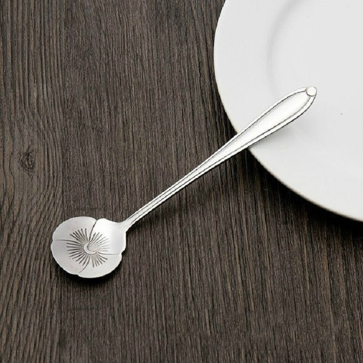 ELECTROPRIME 3 PCS Stainless Steel Household Creative Flower Spoon Coffee Stirring Spoon, Style:Pansy Flower Spoon