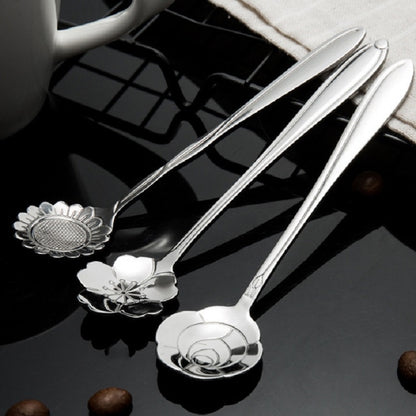 ELECTROPRIME 3 PCS Stainless Steel Household Creative Flower Spoon Coffee Stirring Spoon, Style:Bellflower Spoon